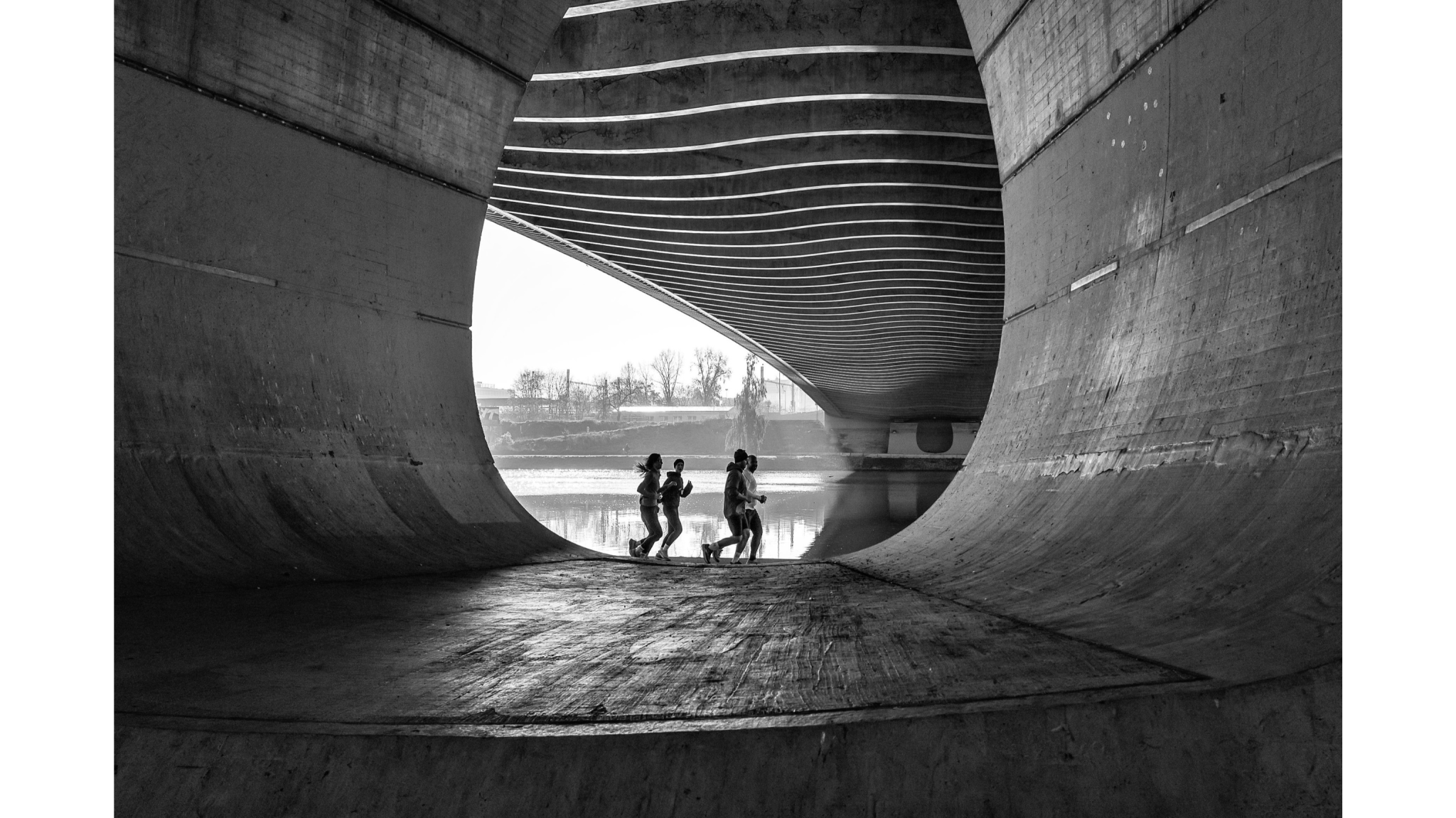 Radana Kucharova Runners and Bridge and River Prague, Prague Troja Bridge