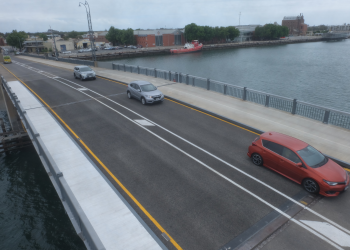 Birkenhead Bridge's fibre-reinforced polymer deck.