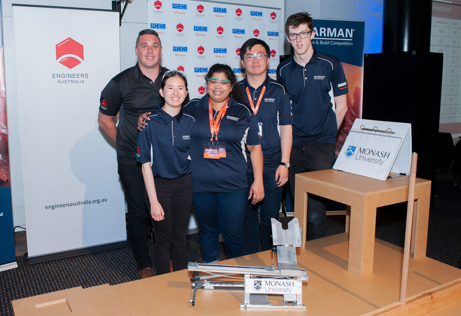 Monash University team at Warman Design and Build Competition