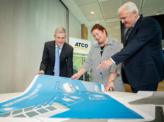 ARENA CEO Ivor Frischknecht, Assistant Minister Melissa Price, ATCO MD Pat Creaghan