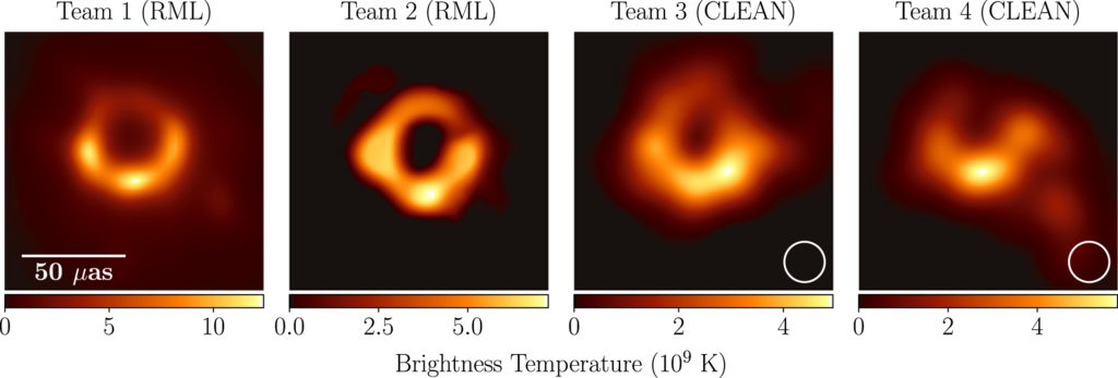 first images of a black hole using different techniques