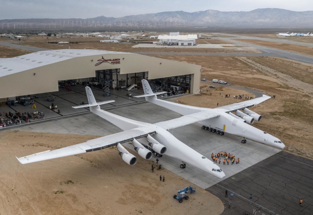 first flight of Stratolaunch, the world's largest plane