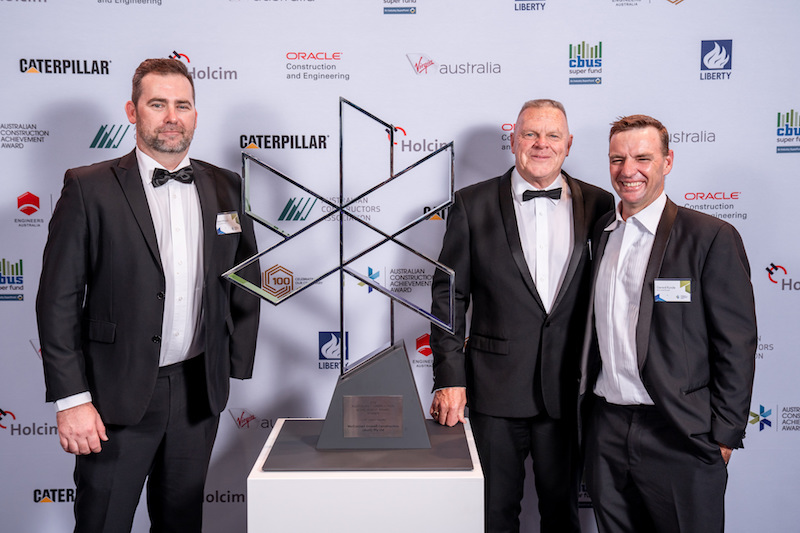 The winning McDonnell Dowell team (left to right): Steve Woods, project head Graeme Brown and Gerard Kunde