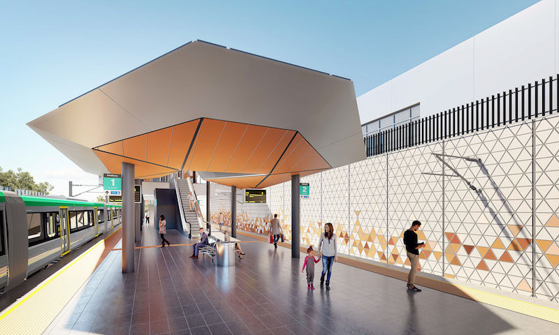 An artist's impression of a new station at Forrestfield in Perth