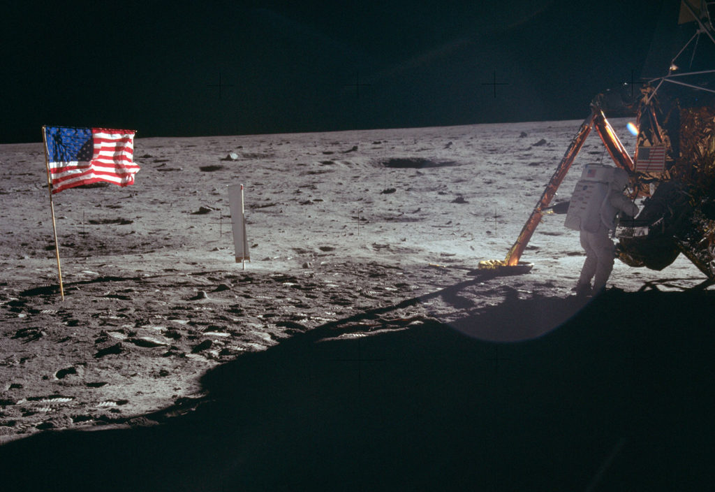 the first moon landing and moonwalk