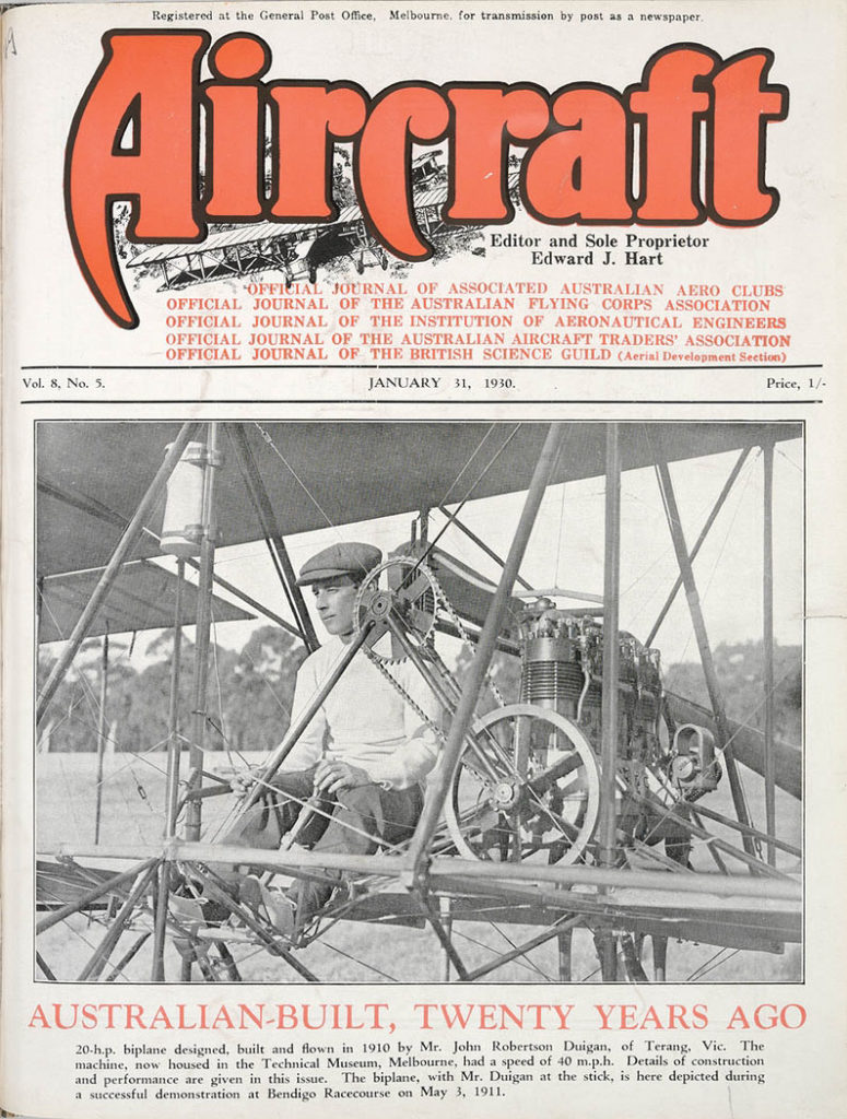 Aircraft magazine displays the Duigan biplane
