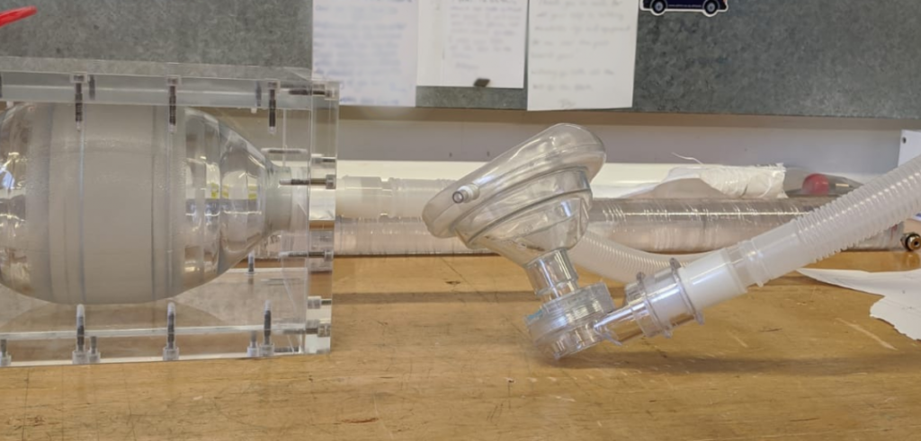 Prototype ventilator parts in a workshop. Credit: University of Oxford
