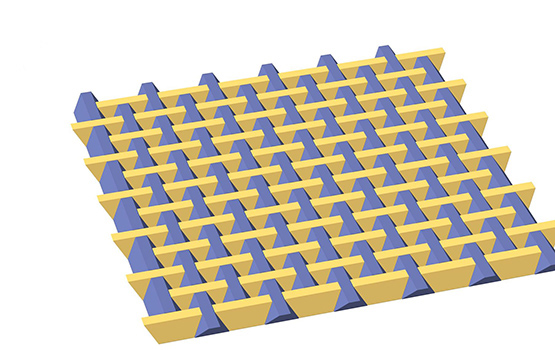 Archimats can be used in mortarless construction to create rapidly deployable pavements composed of interlocked tetrahedron-shaped blocks made from different materials. (Image: Monash University)