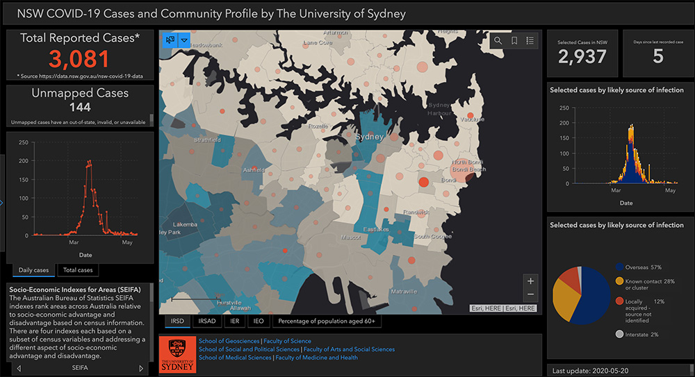 The NSW COVID-19 Hotspot Database shows COVID-19 cases by postcode and socio-economic status.