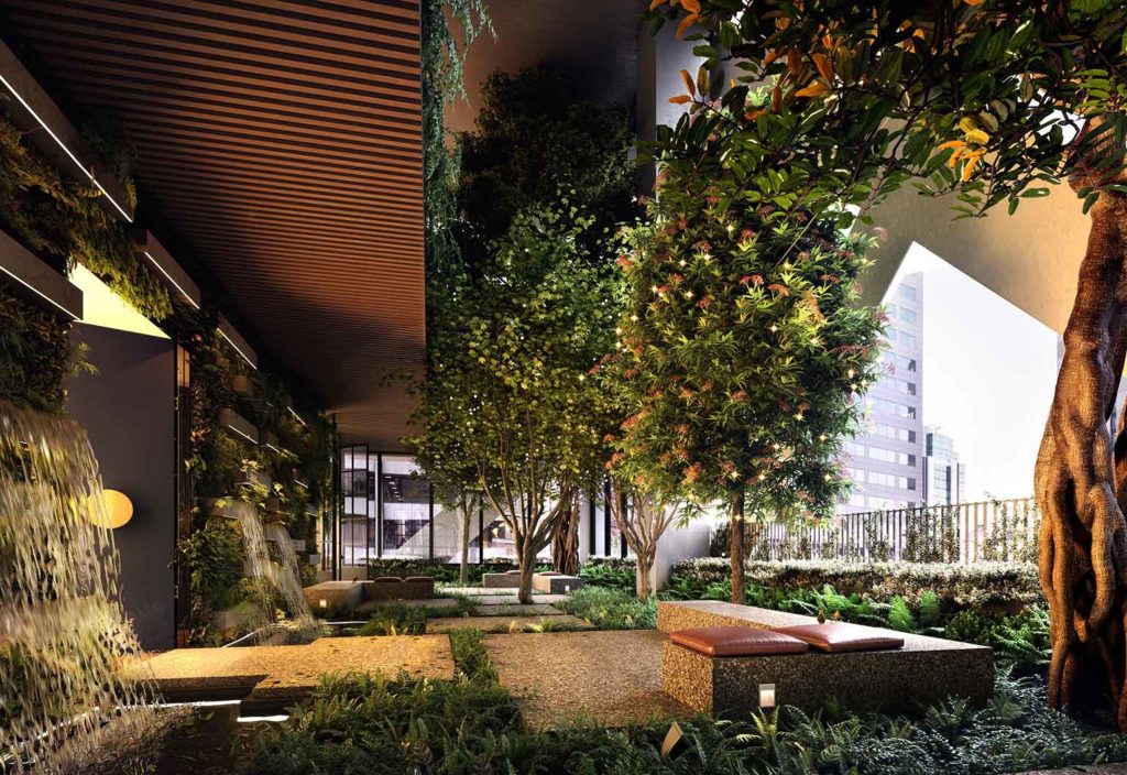 Paragon will undoubtedly become known for its urban forest that incorporates tall, dense trees into its design to reduce noise and create a quiet escape.