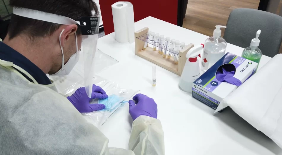 The masks are tested as 80 job lots using the standard PCR test used for COVID-19 nasal swabs.