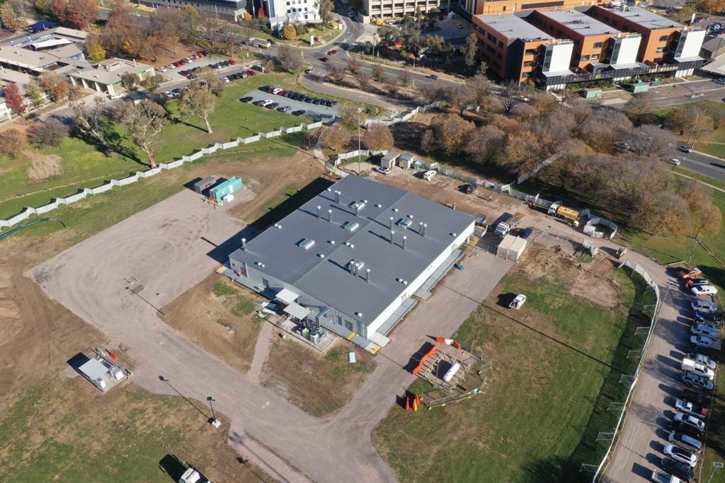 Aerial view of the hospital on day 38.