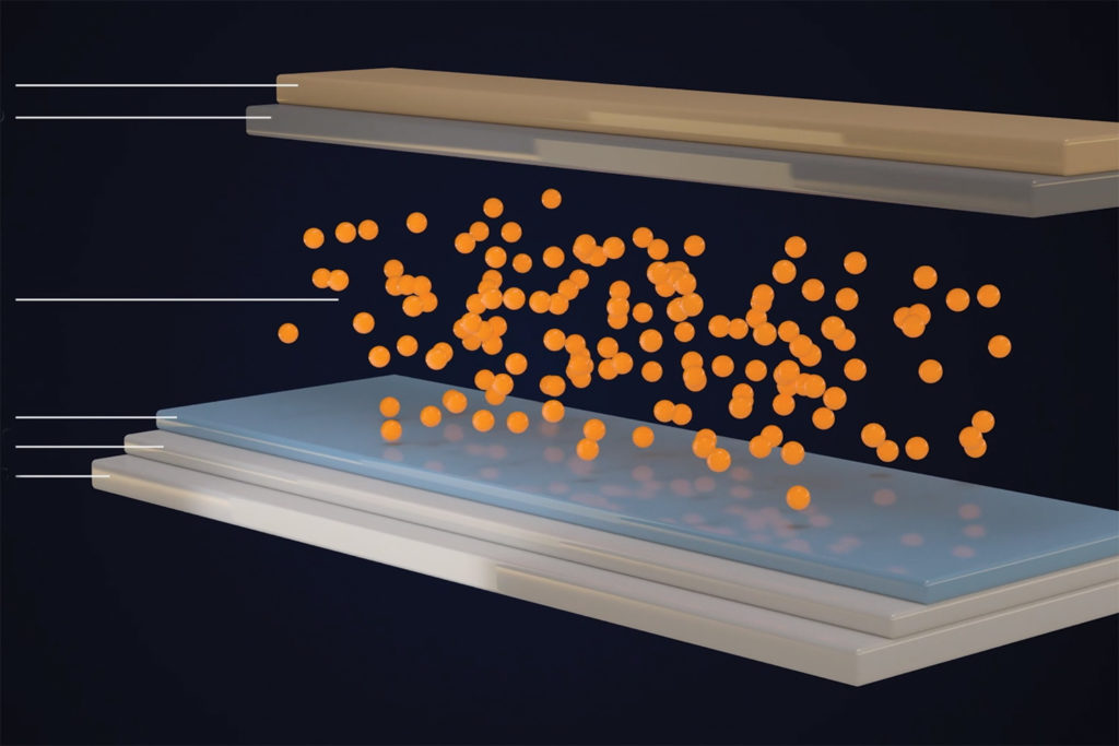 Activated in a glass reactor, the quantum dots allow electrons to travel between cell layers with new levels of efficiency.