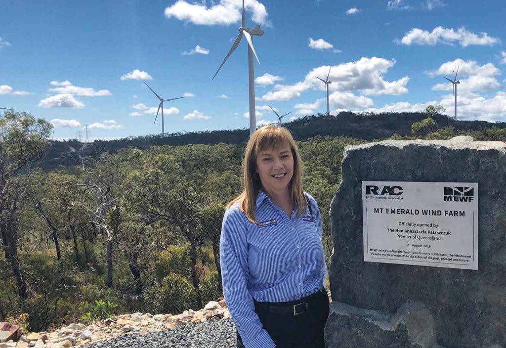 Merryn York at Powerlink’s Mount Emerald Wind Farm.