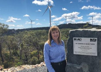 Merryn York at Powerlink’s Mount Emerald Wind Farm.