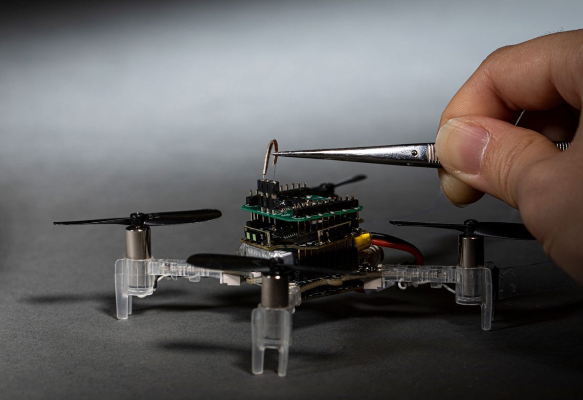 Smellicopter drone gets its antenna attached