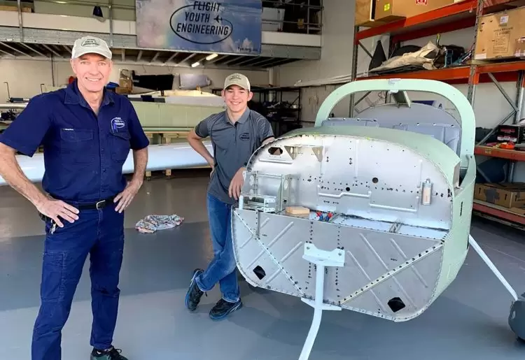 Flight Youth Engineering co-director Ashley Miller with 15-year-old Daniel Strydom.