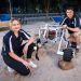 Bachelor of Mathematical and Computer Science student Abigail Sparnon and PhD candidate Henry Mellor with the University of Adelaide's rover. (Image: James Elsby)