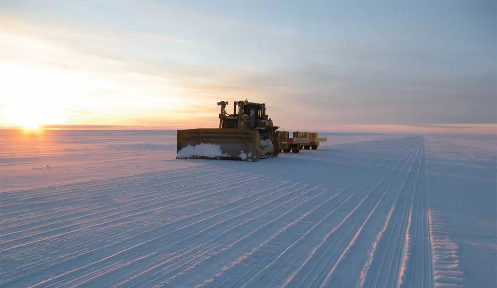 The Wilkins Aerodrome is carved into glacial ice and must be tilled to ensure sufficient friction for planes to land. (Image: Matt Filipowski/AAD)