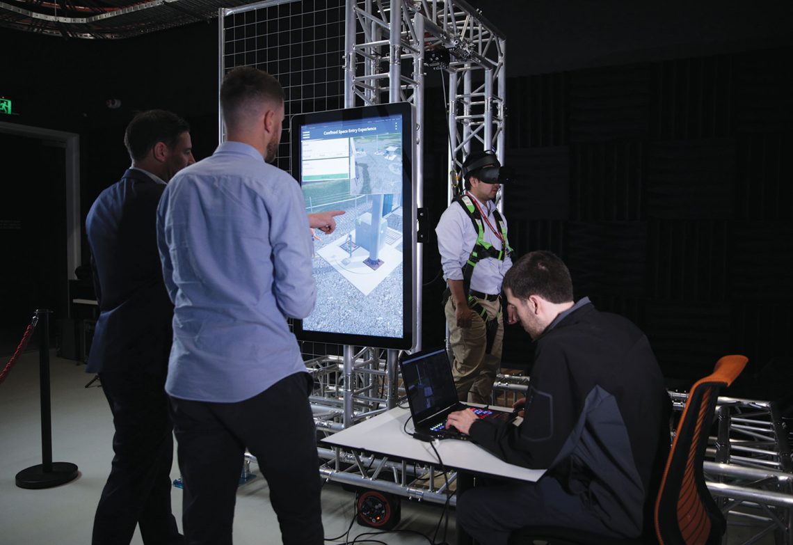 The simulator allows a full team to prepare for sewer entry.