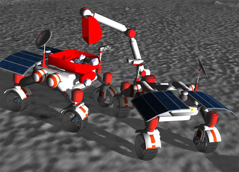 The NASA Space Robotics Challenge was undertaken in a NASA simulation of the lunar south polar region.