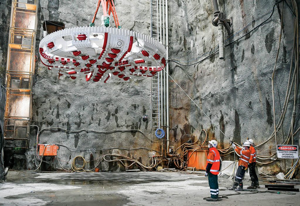 The giant cutter head of tunnel boring machine (TBM) 'Kathleen'