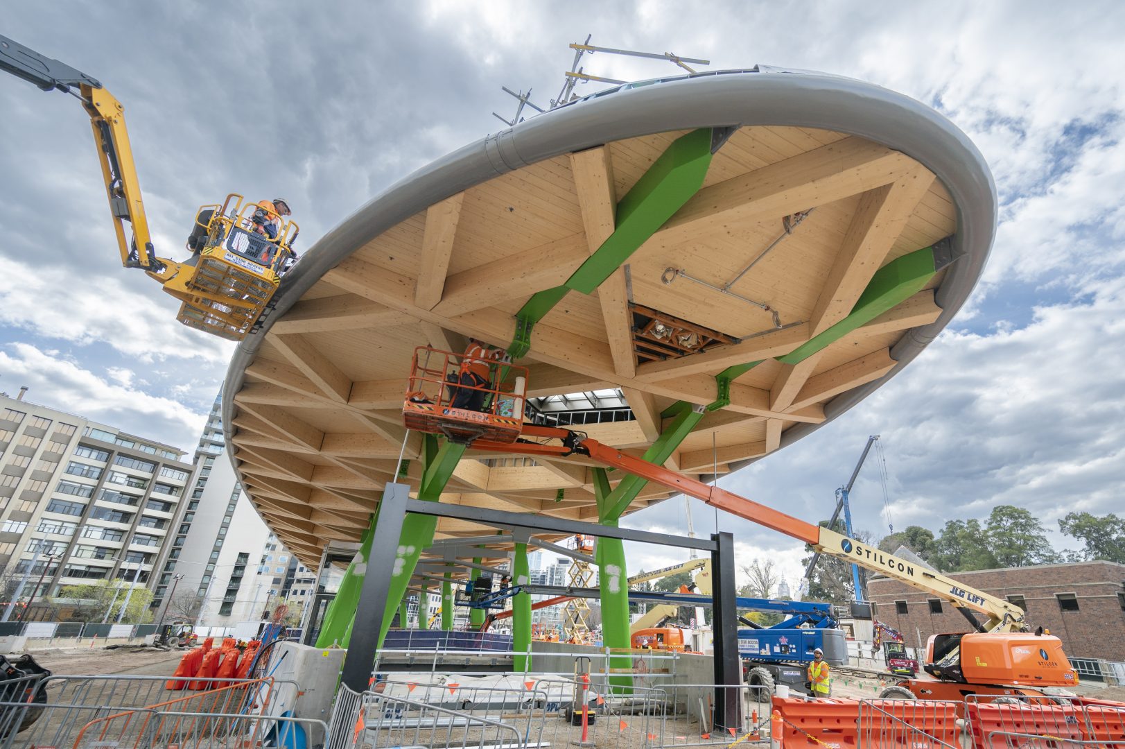 The Anzac Station exterior under construction. Image: Victoria's Big Build