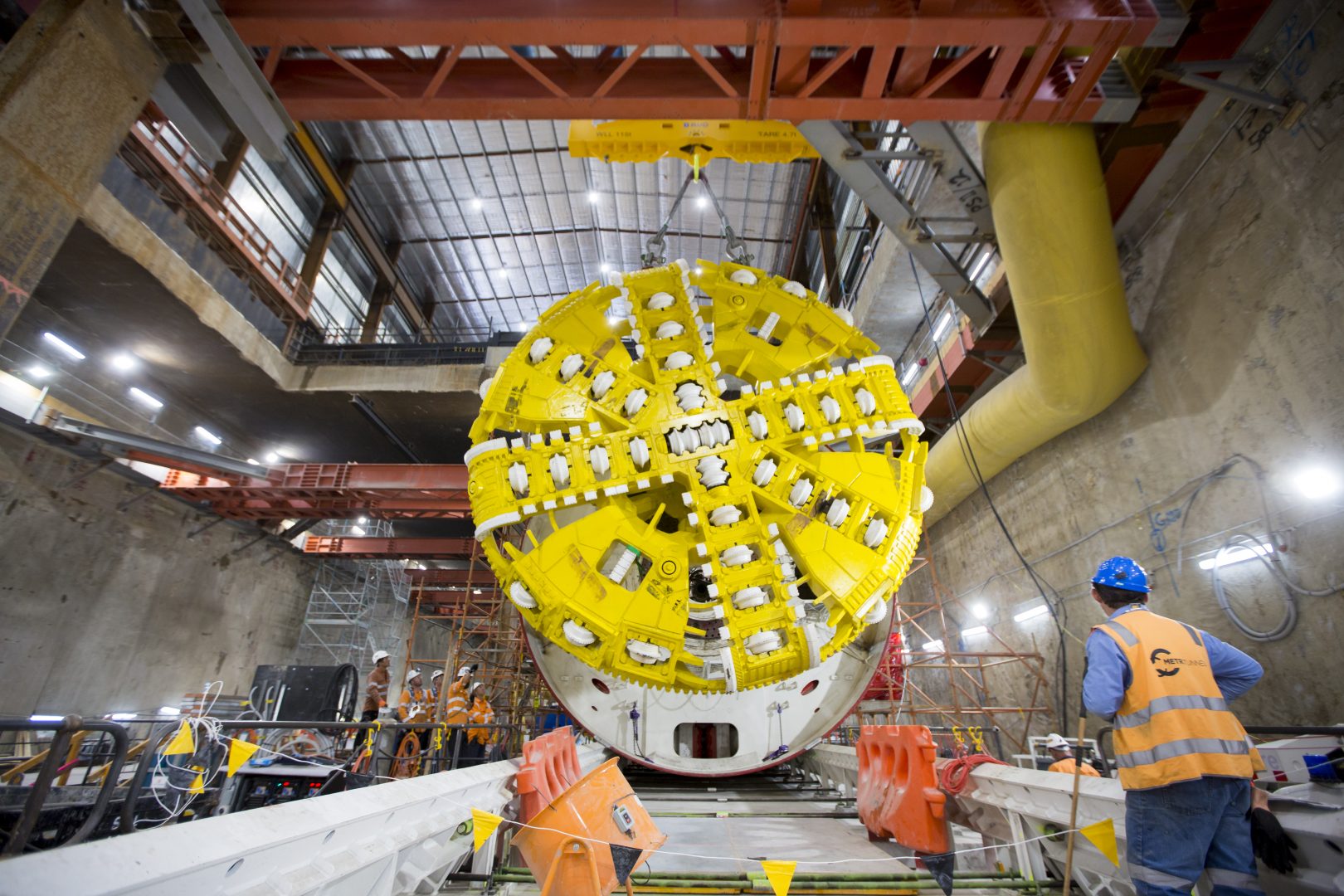 Tunnel boring machine at Anzac Station in 2020. Image: Victoria's Big Build