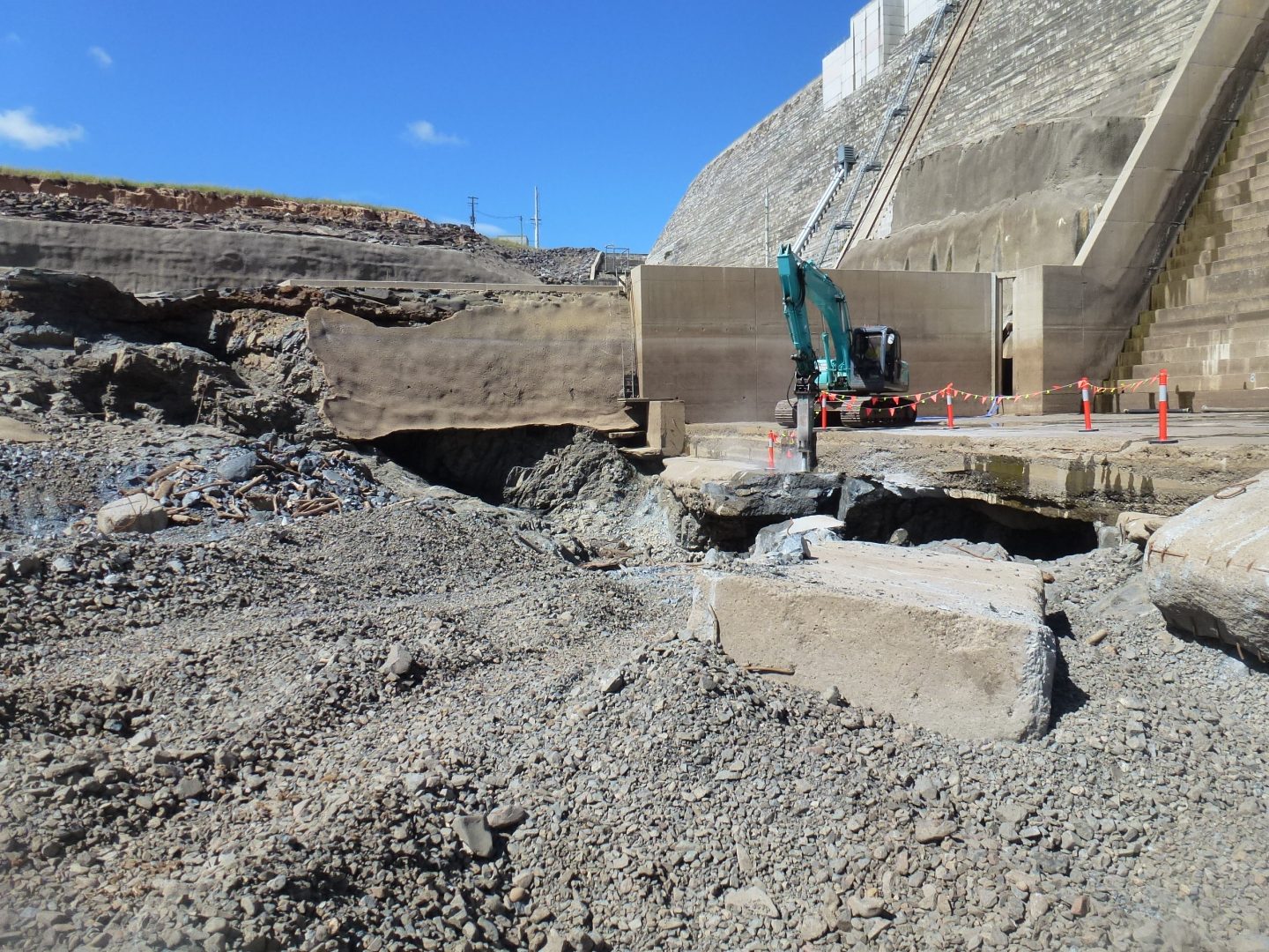 Damage from the 2013 flood included scouring and erosion downstream. Image: Sunwater