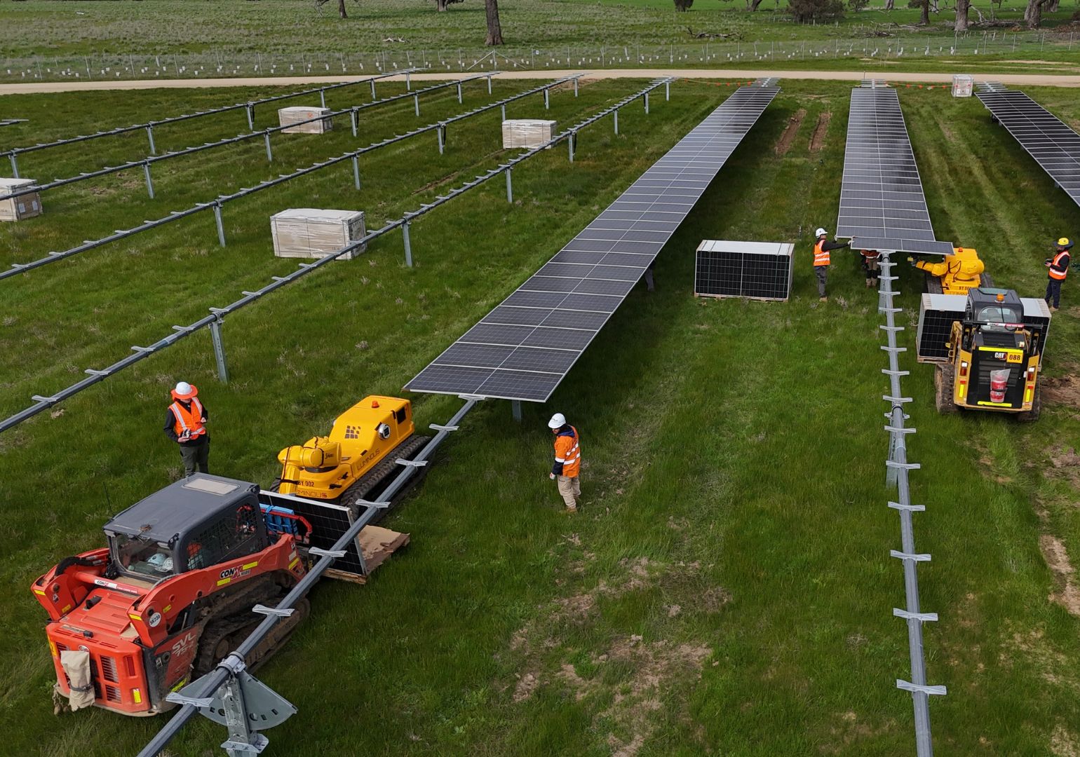Installation takes place at Goorambat Solar Farm. Image: Luminous