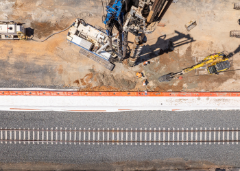 Benalla Station works in January 2026, part of the Inland Rail project.