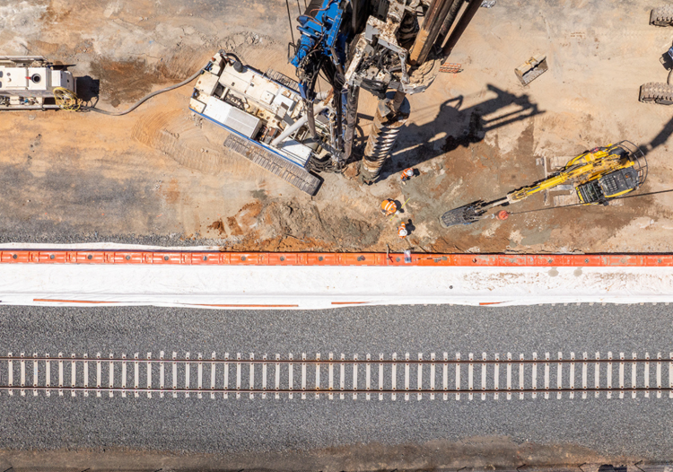 Benalla Station works in January 2026, part of the Inland Rail project.