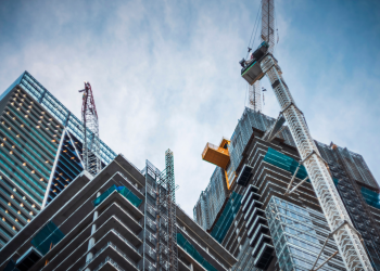 A building construction site in Australia, viewed from below.